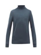 Matchesfashion.com Sunspel - Roll Neck Merino Wool Sweater - Mens - Blue