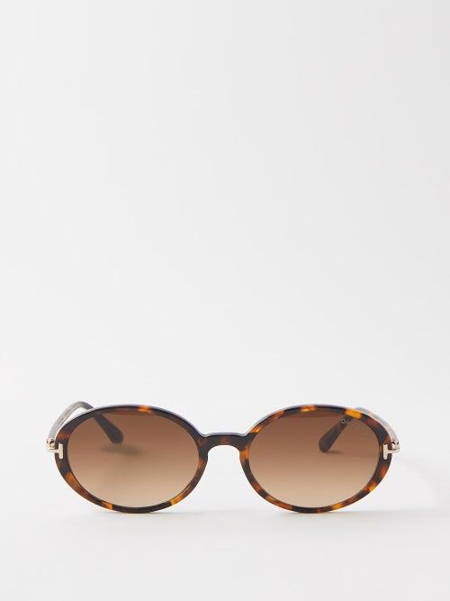 Tom Ford - Raquel Oval-frame Acetate Sunglasses - Womens - Brown Multi