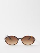 Tom Ford - Raquel Oval-frame Acetate Sunglasses - Womens - Brown Multi