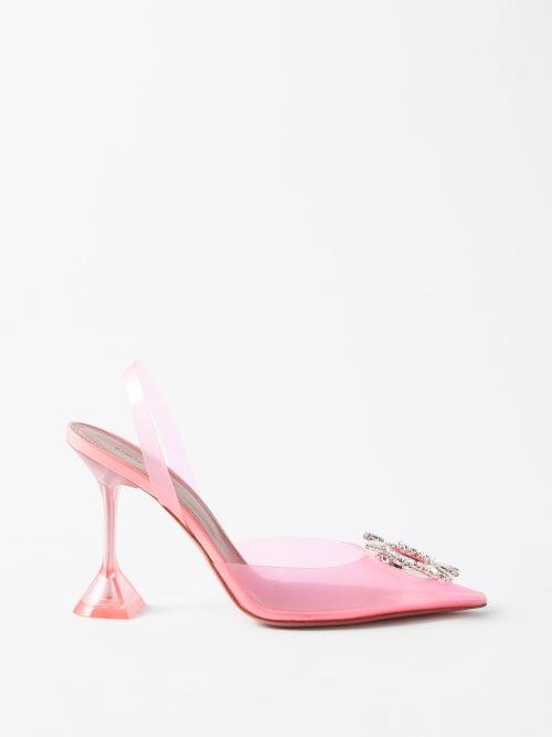 Amina Muaddi - Begum 95 Crystal-embellished Pvc Slingback Pumps - Womens - Pink