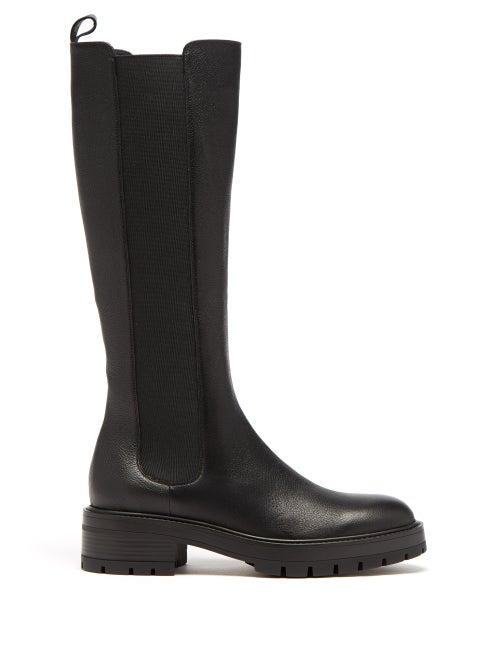 Aquazzura - Crosby Leather Knee-high Chelsea Boots - Womens - Black