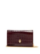 Matchesfashion.com Alexander Mcqueen - 3d Skull Crocodile Effect Leather Shoulder Bag - Womens - Burgundy