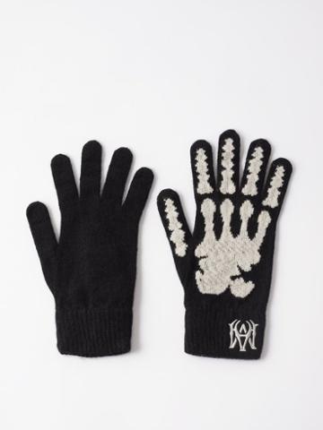 Amiri - Skeleton-intarsia Cashmere Gloves - Mens - Black