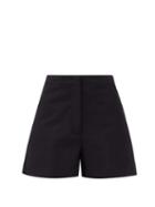 Matchesfashion.com Jil Sander - Mattia High-rise Cotton-canvas Shorts - Womens - Navy