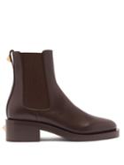 Valentino Garavani - Roman Stud Leather Chelsea Boots - Womens - Dark Brown