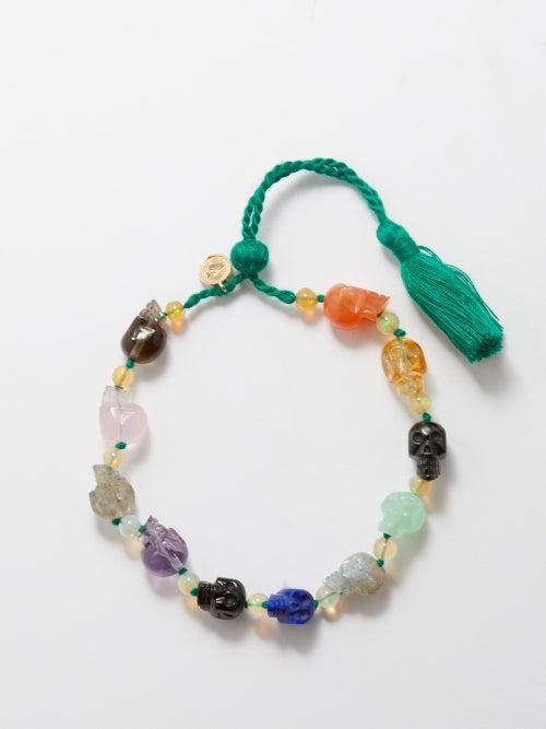 Jade Jagger - Skull Opal, Rhodochrosite & 18kt Gold Bracelet - Womens - Green Multi
