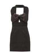 Matchesfashion.com Self-portrait - Scarf-neck Satin-bow Crepe Mini Dress - Womens - Black