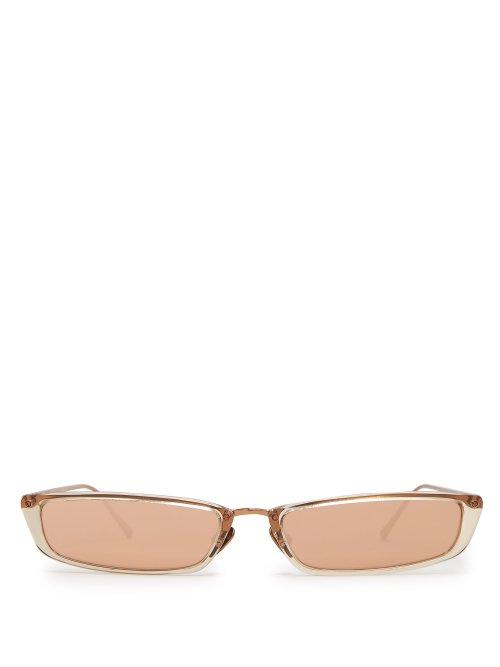 Matchesfashion.com Linda Farrow - 838 Rose Gold Plated Rectangular Frame Sunglasses - Womens - Rose Gold