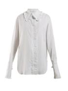 Matchesfashion.com Stella Mccartney - Ruffle Trimmed Pinstriped Shirt - Womens - White