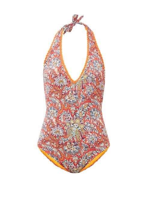 Matchesfashion.com Etro - Halterneck Paisley-print Swimsuit - Womens - Red Multi