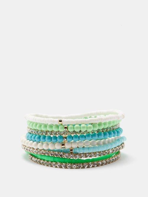 Roxanne Assoulin - Cool Crystal Beaded Bracelet Set - Womens - Green Multi