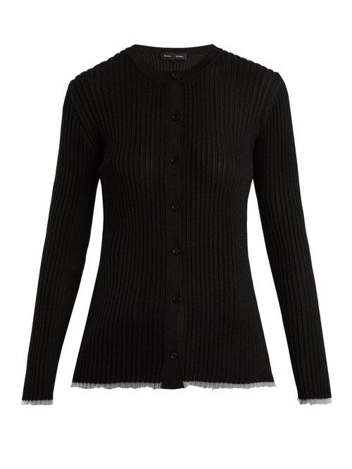 Matchesfashion.com Proenza Schouler - V Neck Ribbed Knit Cardigan - Womens - Black