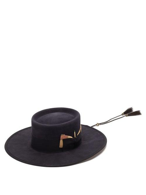 Matchesfashion.com Nick Fouquet - Tournesol Braided Stampede-string Felt Hat - Mens - Navy Multi