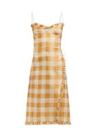 Matchesfashion.com Brock Collection - Ossana Ruffle Trimmed Checked Dress - Womens - Orange Multi