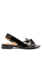 Matchesfashion.com Toga - Asymmetric Patent Leather Sandals - Womens - Black