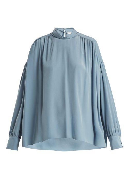 Matchesfashion.com The Row - Losaline Silk Crepe De Chine Blouse - Womens - Blue