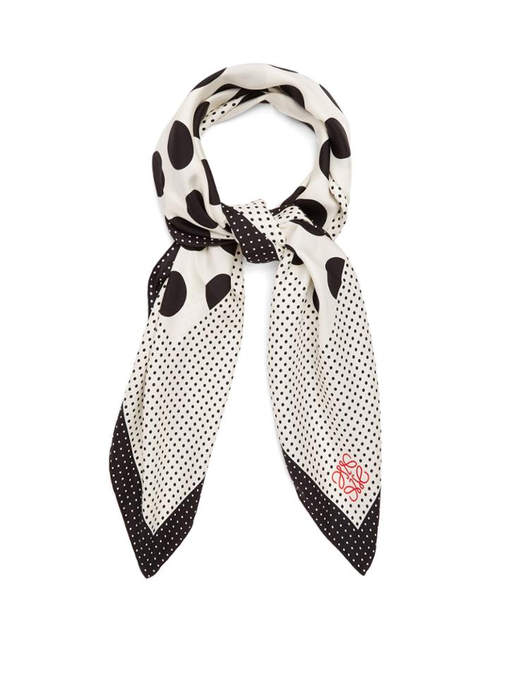 Loewe Contrast-panel Polka-dot Silk Scarf