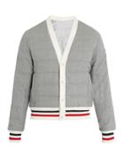 Moncler Gamme Bleu Striped-trim Quilted Down Bomber Jacket