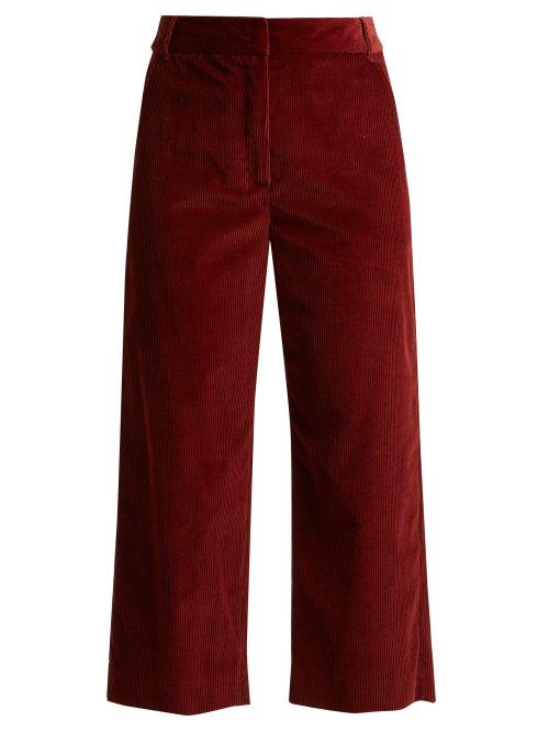Matchesfashion.com Weekend Max Mara - Cropped Cotton Corduroy Trousers - Womens - Burgundy