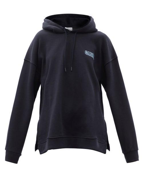 Ladies Rtw Ganni - Isoli Oversized Cotton-blend Hooded Sweatshirt - Womens - Navy