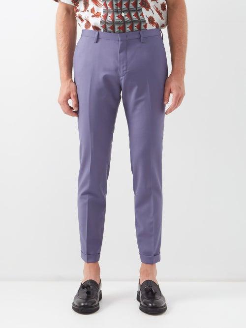 Paul Smith - Flat-front Wool-blend Suit Trousers - Mens - Purple