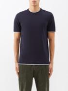 Brunello Cucinelli - Layered-trim Cotton-jersey T-shirt - Mens - Dark Blue