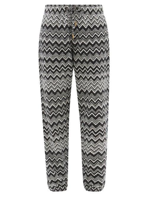 Missoni - Zigzag-jacquard Cotton Track Pants - Womens - Black White