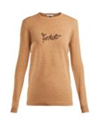 Matchesfashion.com Bella Freud - Forever Embroidered Wool Blend Sweater - Womens - Light Tan