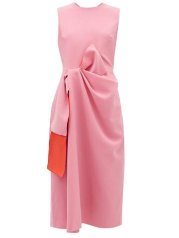 Matchesfashion.com Roksanda - Carina Bow Waist Cady Midi Dress - Womens - Light Pink