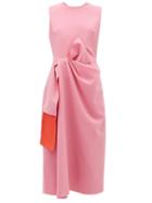 Matchesfashion.com Roksanda - Carina Bow Waist Cady Midi Dress - Womens - Light Pink