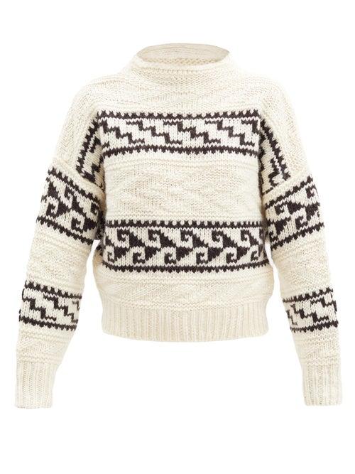 Matchesfashion.com Isabel Marant Toile - Suri Patterned Wool-blend Sweater - Womens - Ivory Multi