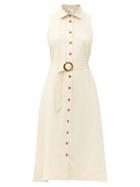 Matchesfashion.com Lisa Marie Fernandez - Alison Belted Linen Shirt Dress - Womens - Cream