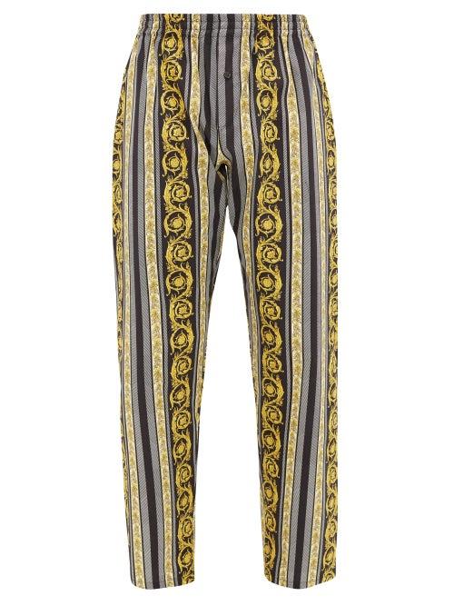 Matchesfashion.com Versace - Baroque-print Cotton Pyjama Trousers - Mens - Black Multi