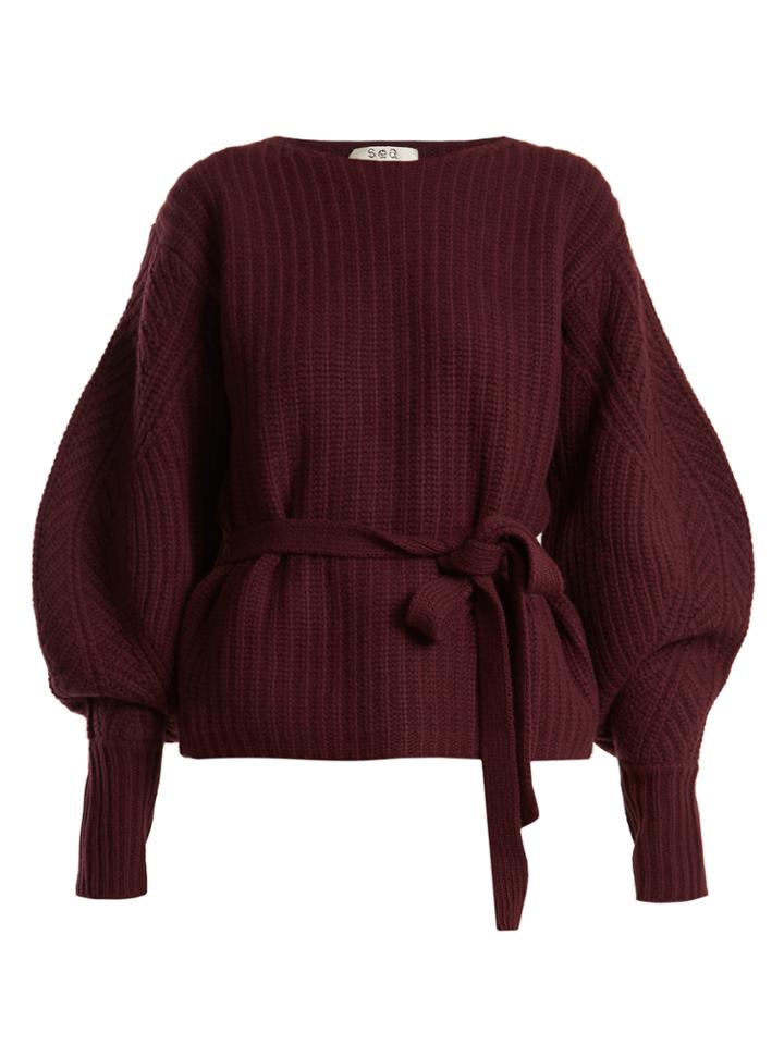 Sea Balloon-sleeved Ribbed-wool Sweater