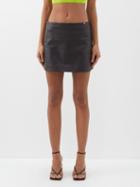 Versace - Medusa Charm Leather Mini Skirt - Womens - Black