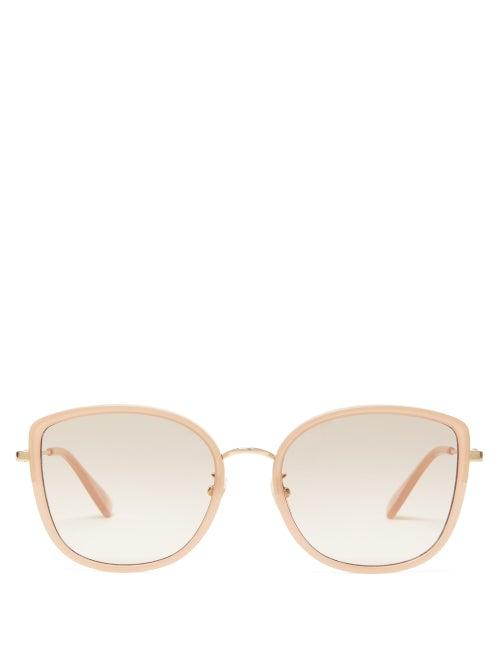 Matchesfashion.com Gucci - Oversized Cat Eye Acetate Sunglasses - Womens - Light Pink