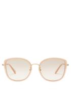 Matchesfashion.com Gucci - Oversized Cat Eye Acetate Sunglasses - Womens - Light Pink