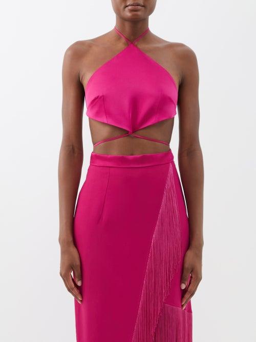 Taller Marmo - Cometa Open-back Halterneck Crepe Top - Womens - Pink