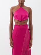 Taller Marmo - Cometa Open-back Halterneck Crepe Top - Womens - Pink