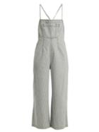 Bliss And Mischief Cross-back Wide-leg Striped Denim Jumpsuit