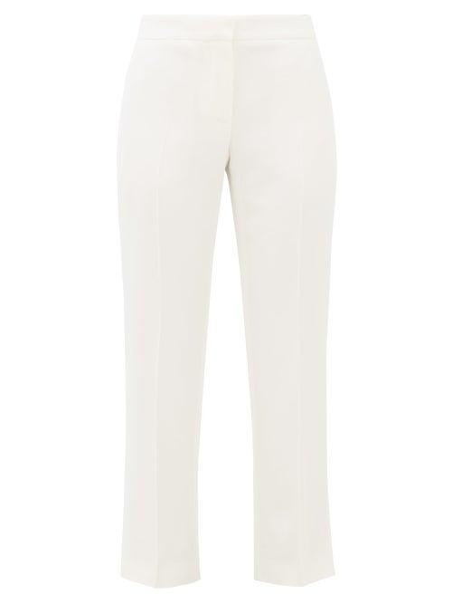 Matchesfashion.com Alexander Mcqueen - Front Pleated Crepe Trousers - Womens - Ivory