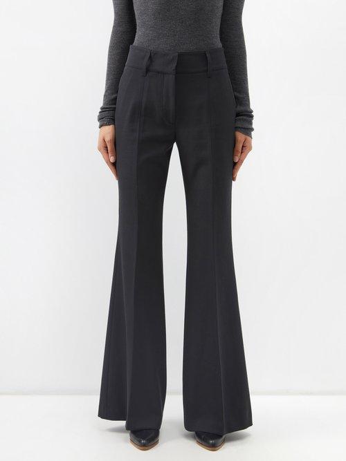 Gabriela Hearst - Rhein Wool-twill Flared Suit Trousers - Womens - Charcoal