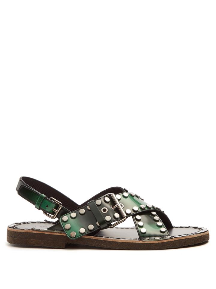 Prada Stud-embellished Leather Sandals