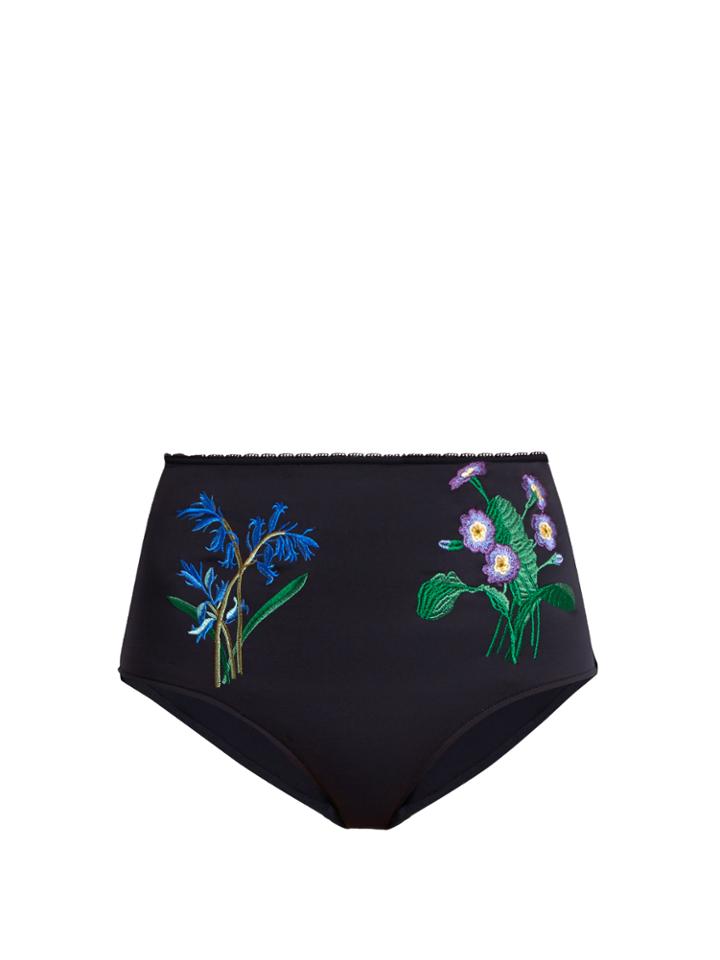 Stella Mccartney Botanical-embroidered High-waist Bikini Briefs