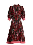 Matchesfashion.com Valentino - Lipstick Print Contrast Hem Cady Dress - Womens - Black Print