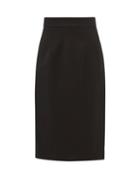 Dolce & Gabbana - High-rise Slit Crepe Pencil Skirt - Womens - Black