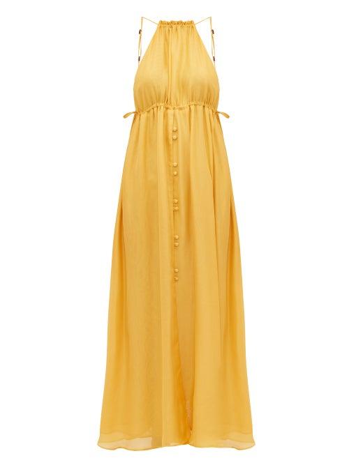 Matchesfashion.com Cult Gaia - Agatha Keyhole Front Silk Dress - Womens - Yellow