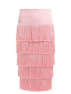 Matchesfashion.com Norma Kamali - Tiered Fringe Stretch Jersey Pencil Skirt - Womens - Pink