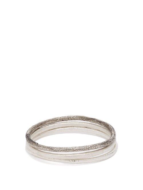 Matchesfashion.com Pearls Before Swine - Oxidised Sterling Silver Cuff Set - Mens - Silver