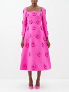 Valentino - Crepe Couture Floral-appliqu Wool-blend Dress - Womens - Pink